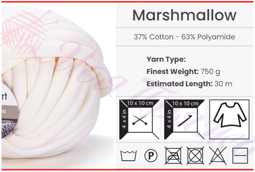 Рекомендації виробника до трикотажної пряжі Yarnart Marshmallow